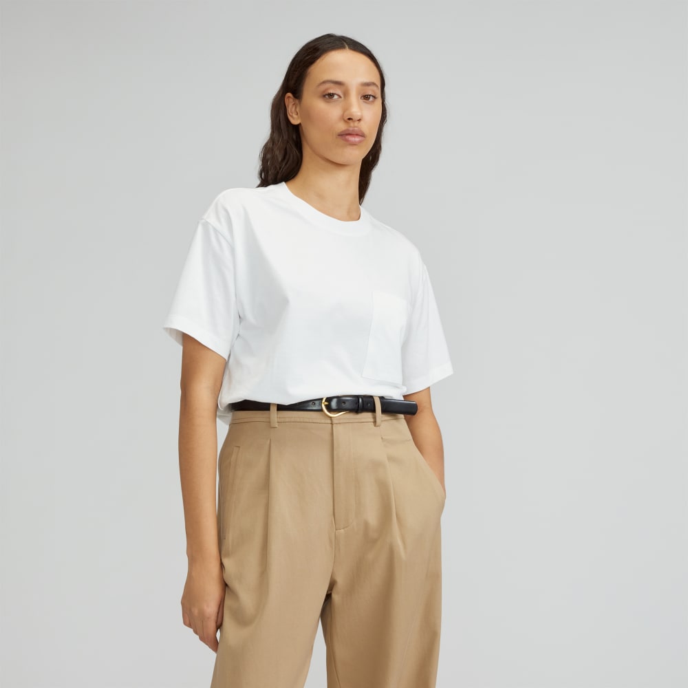 The Organic Cotton Relaxed Pocket Tee in White — front view
