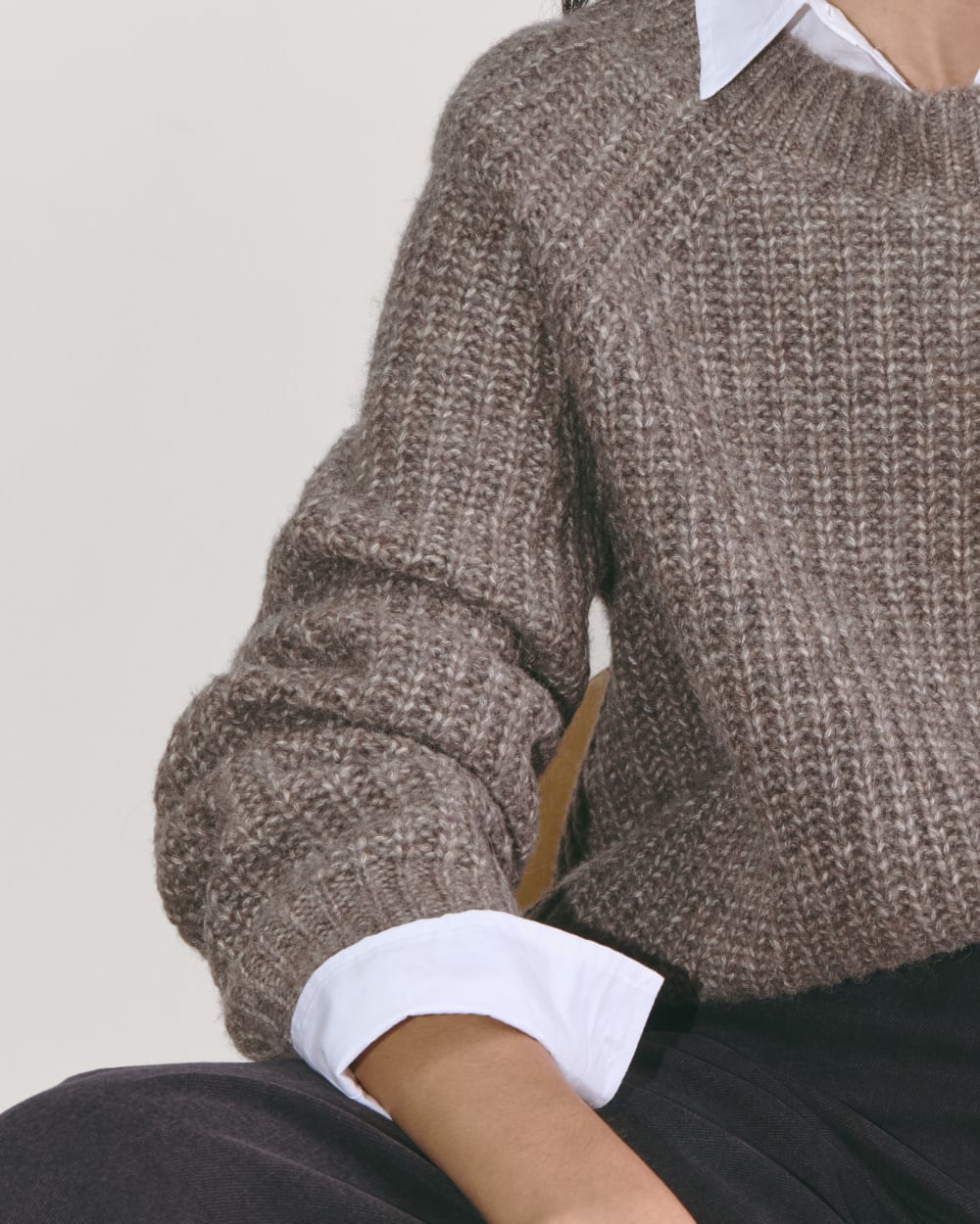 The Fisherman Crew in Cloud in Taupe Melange — detail view