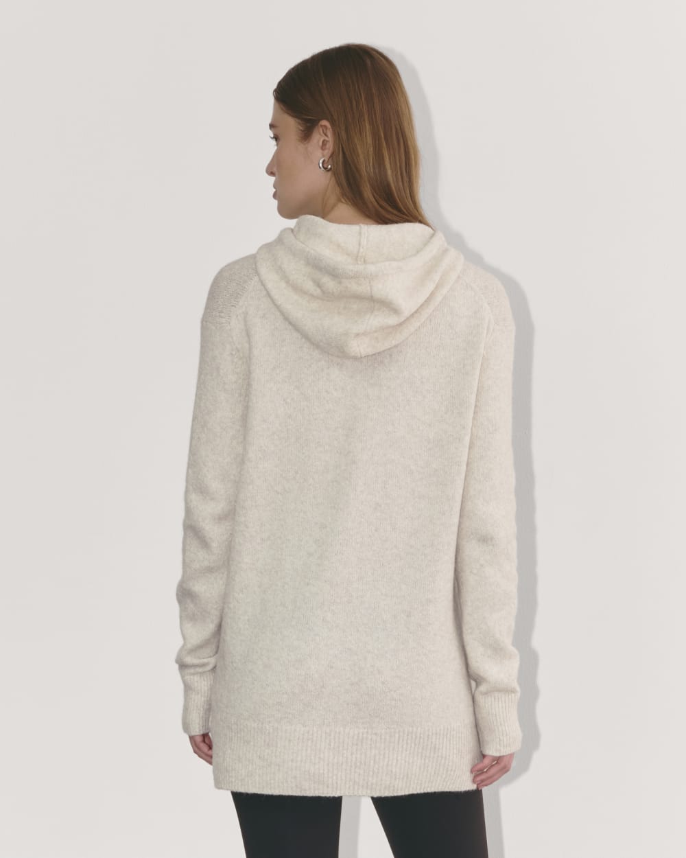 The Oversized Hoodie in Plush Cotton in Heathered Oat — detail view