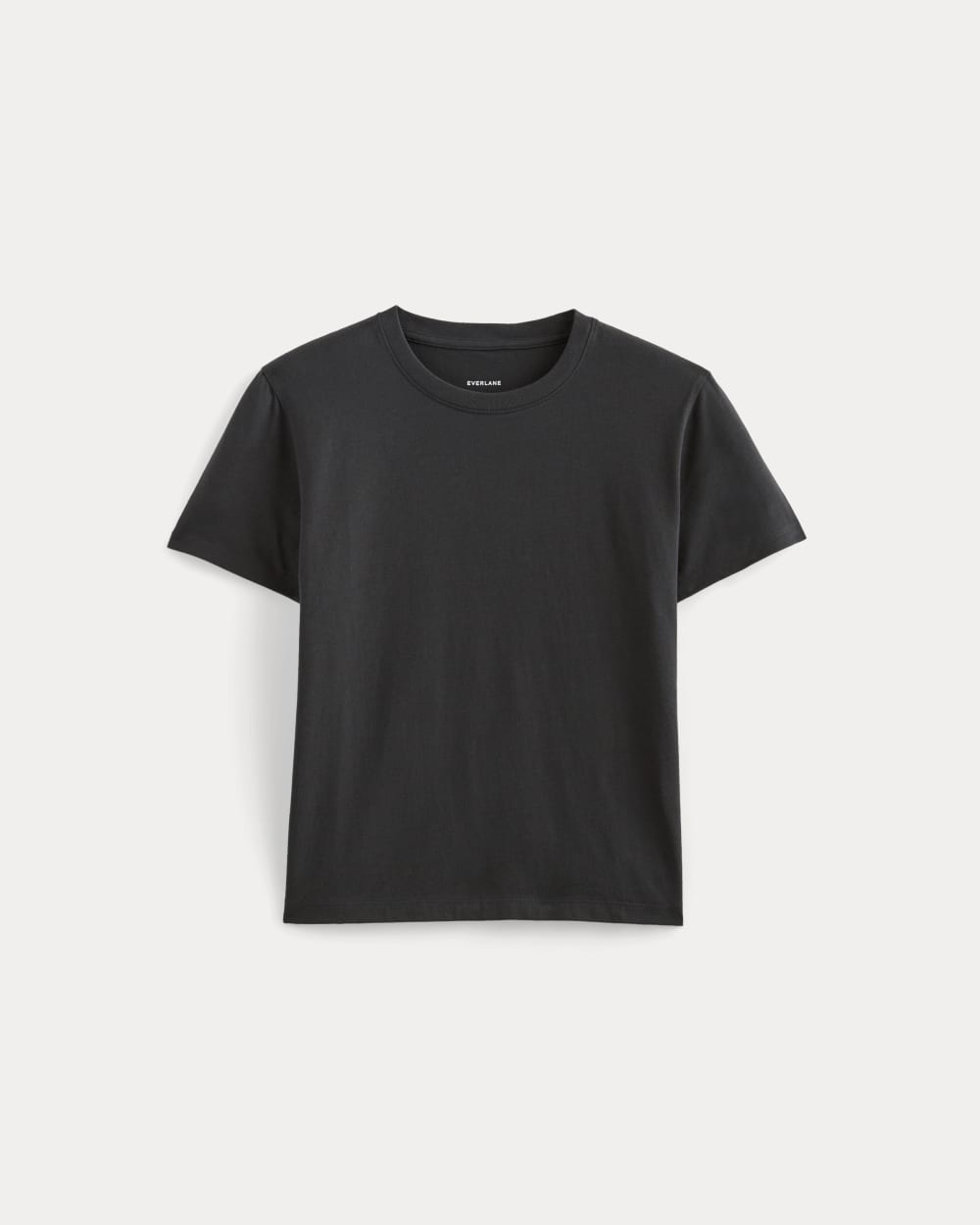 The Box-Cut Tee in Essential Cotton in Washed Black — alternate view