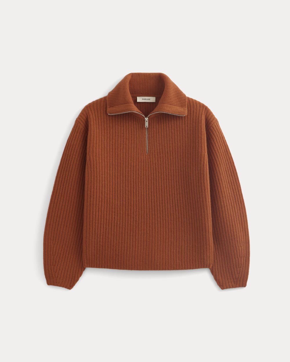 The Half-Zip Sweater in Luxe Merino in Rust Heather — alternate view