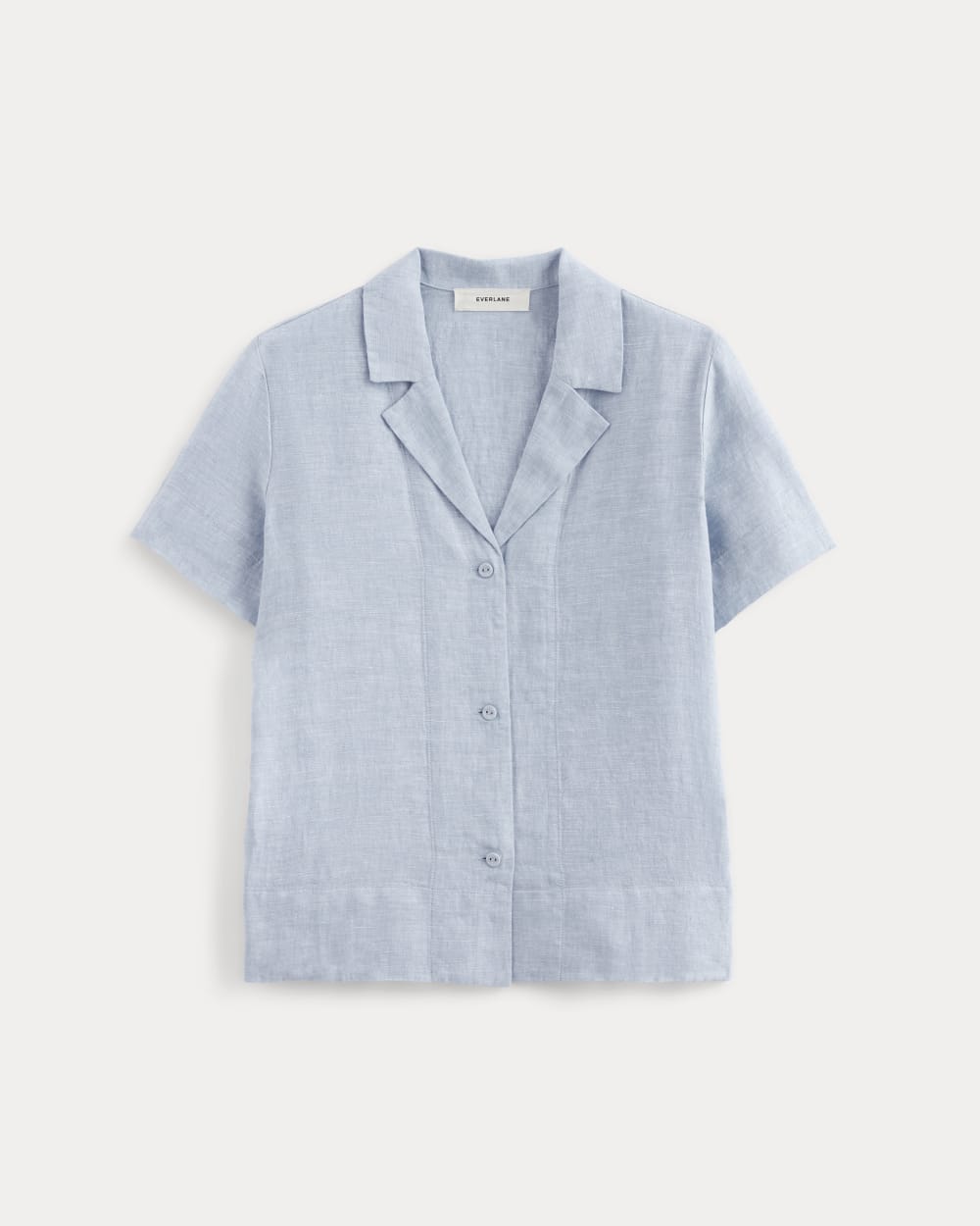 The Notch Shirt in Linen in Light Blue — alternate view
