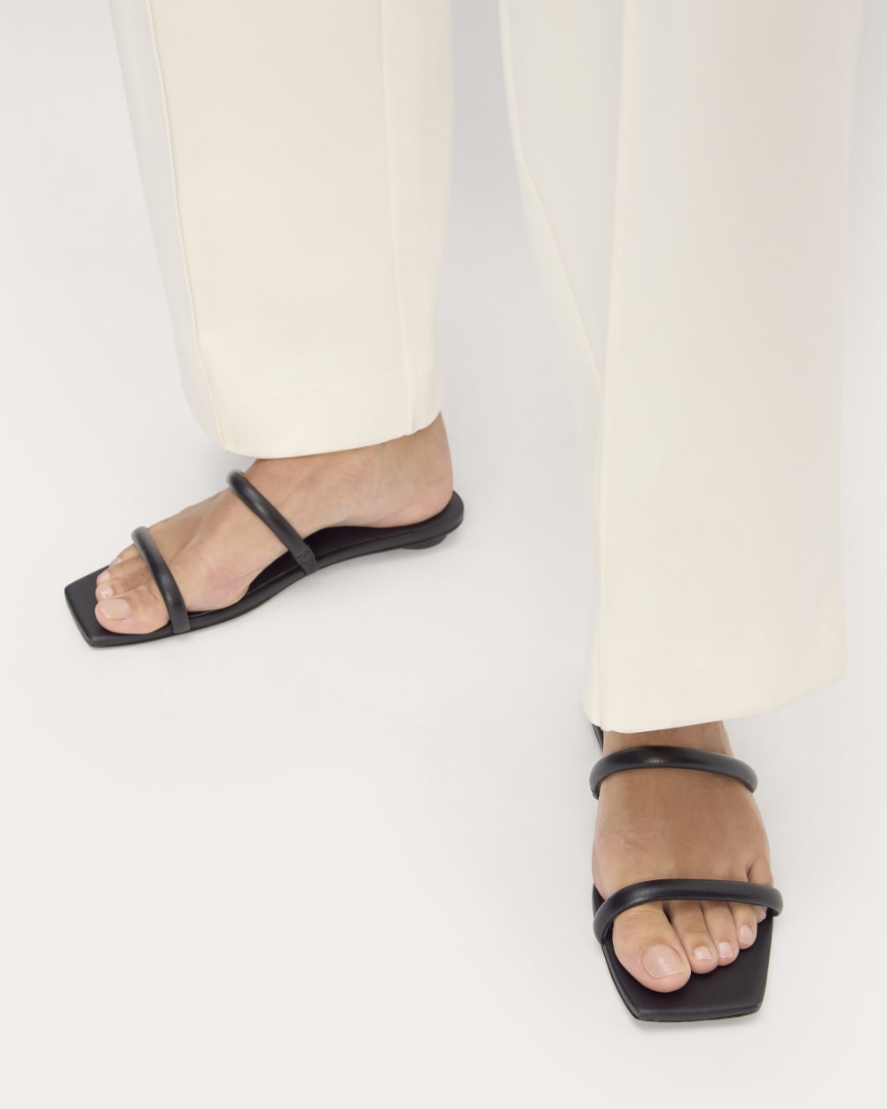 The Double Strap Sandal in Black — alternate view