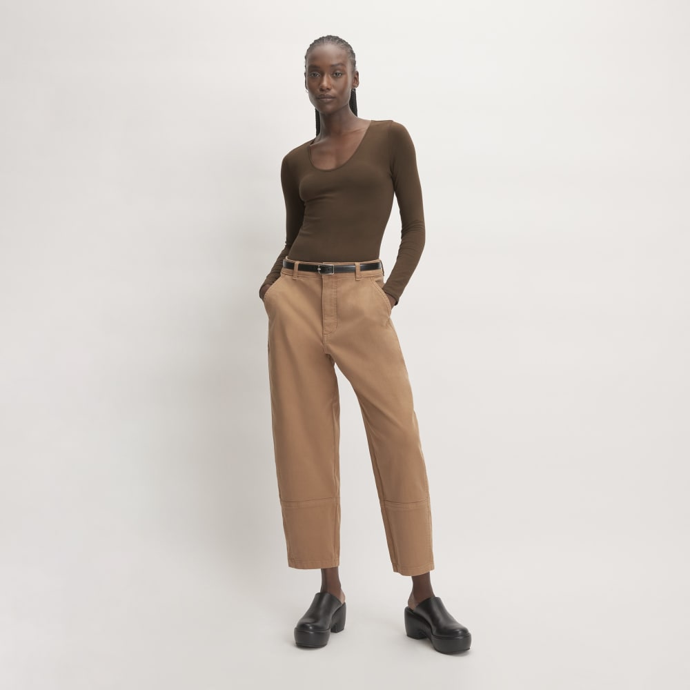 The Supima® Form Ballet Neck Tee in Cocoa — detail view