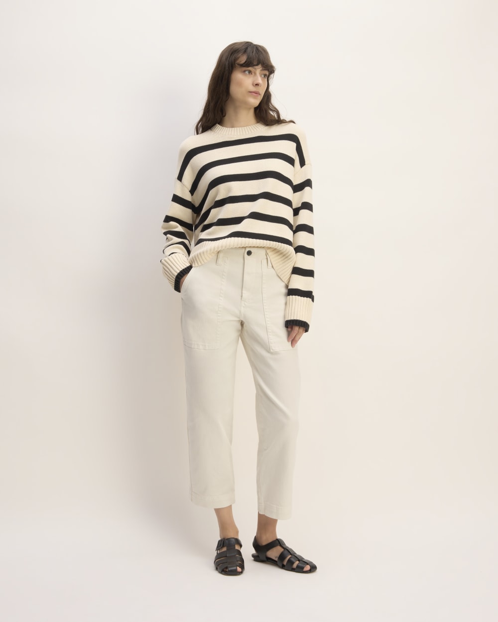 The Organic Utility Pant in Bone — detail view