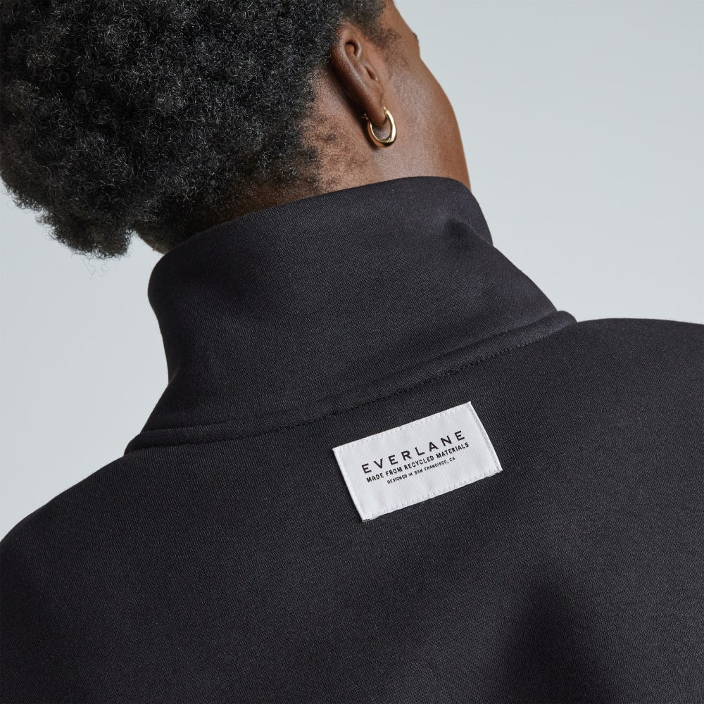 The ReTrack Half-Zip Sweatshirt in Black — detail view