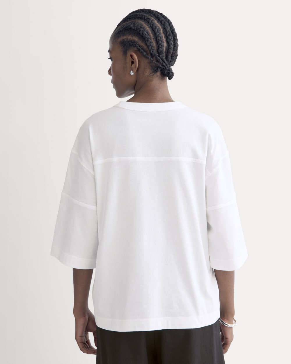 Oversized Varsity Tee in Essential Cotton in White — detail view
