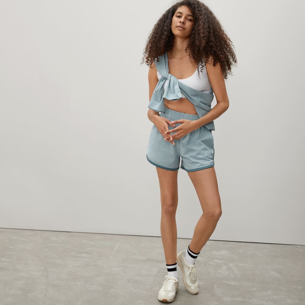 The Retro Jersey Short in Mazarine Blue — detail view