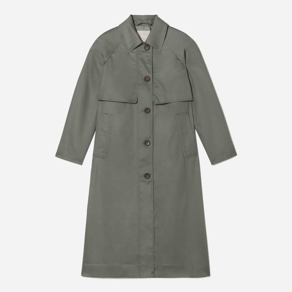 The Long Mac Coat in Pewter Green — alternate view