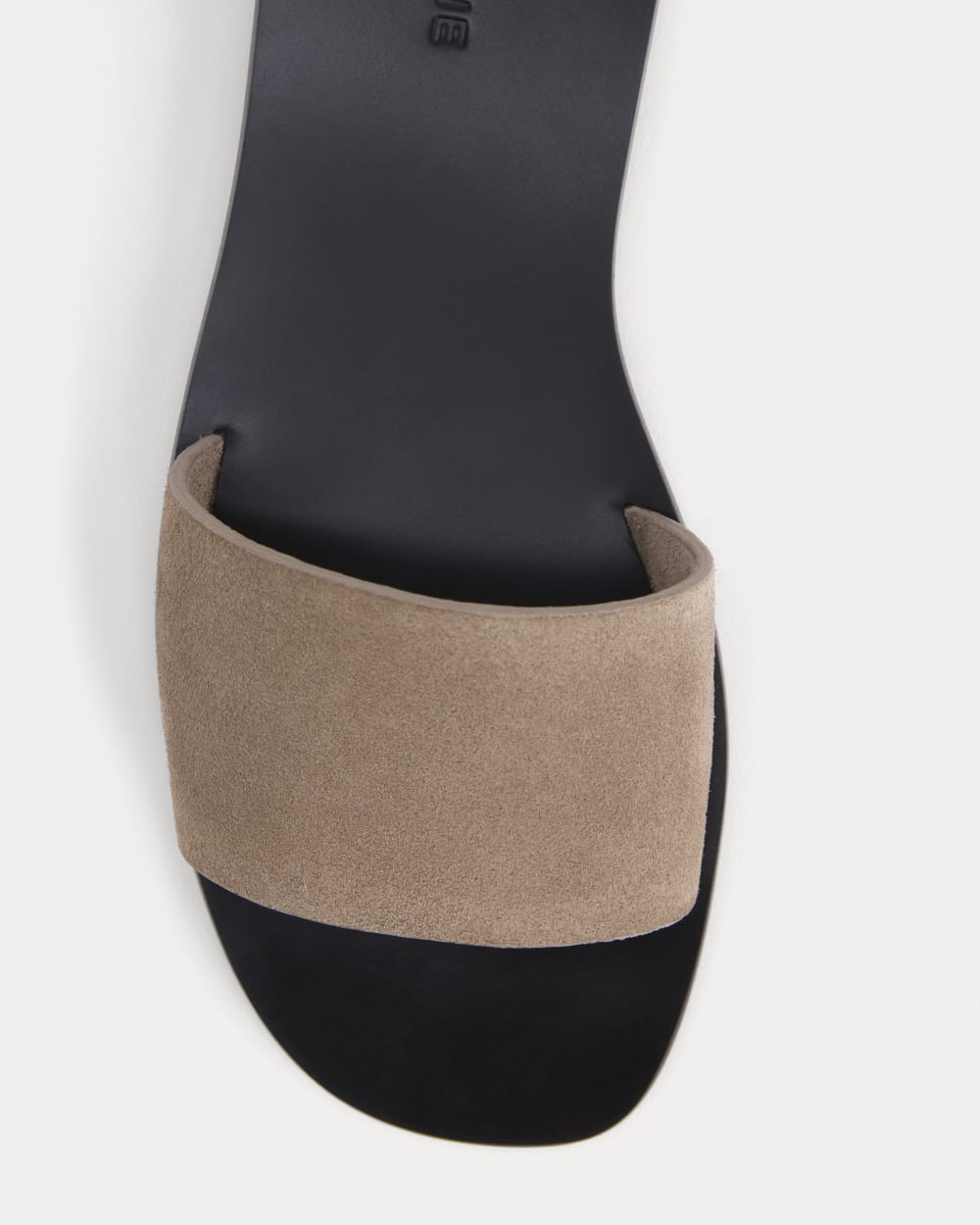 Suede Slide Sandal in Almond Buff Suede — detail view