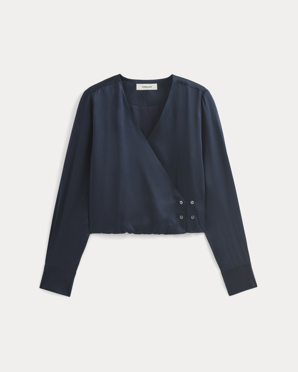 Wrap Top in Silk Charmeuse in Navy — alternate view