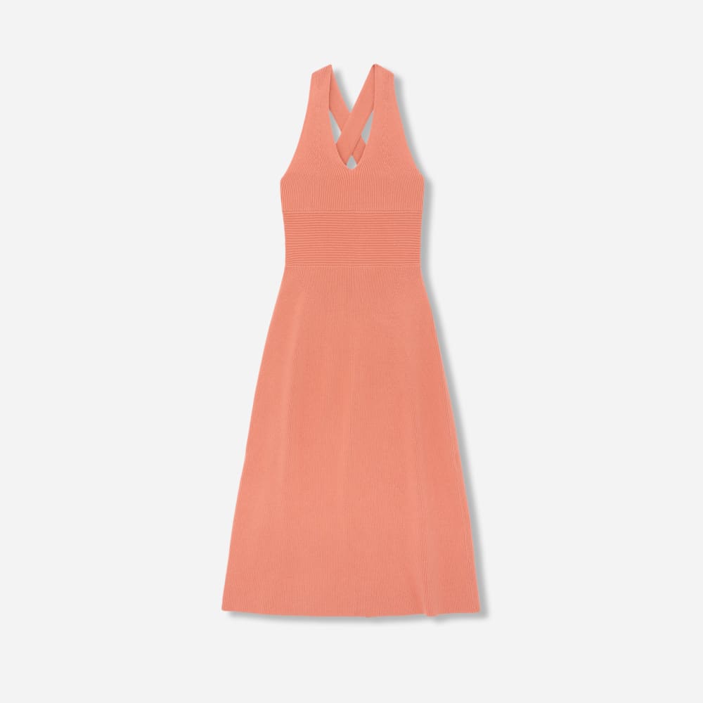 The Ribbed Cotton Cross-Back Dress in Tawny Pink — alternate view