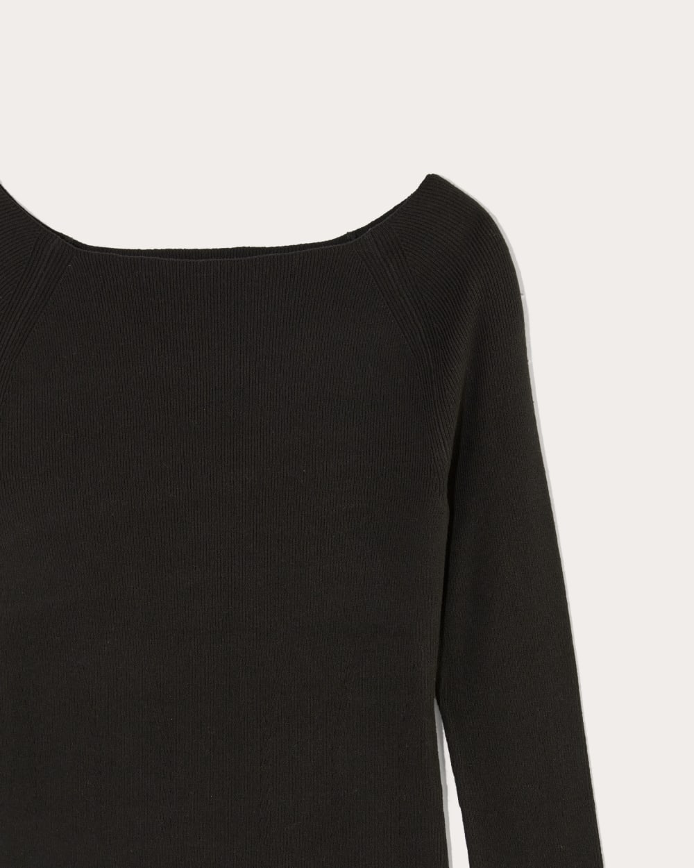 The Knit Boatneck Top in Black — detail view