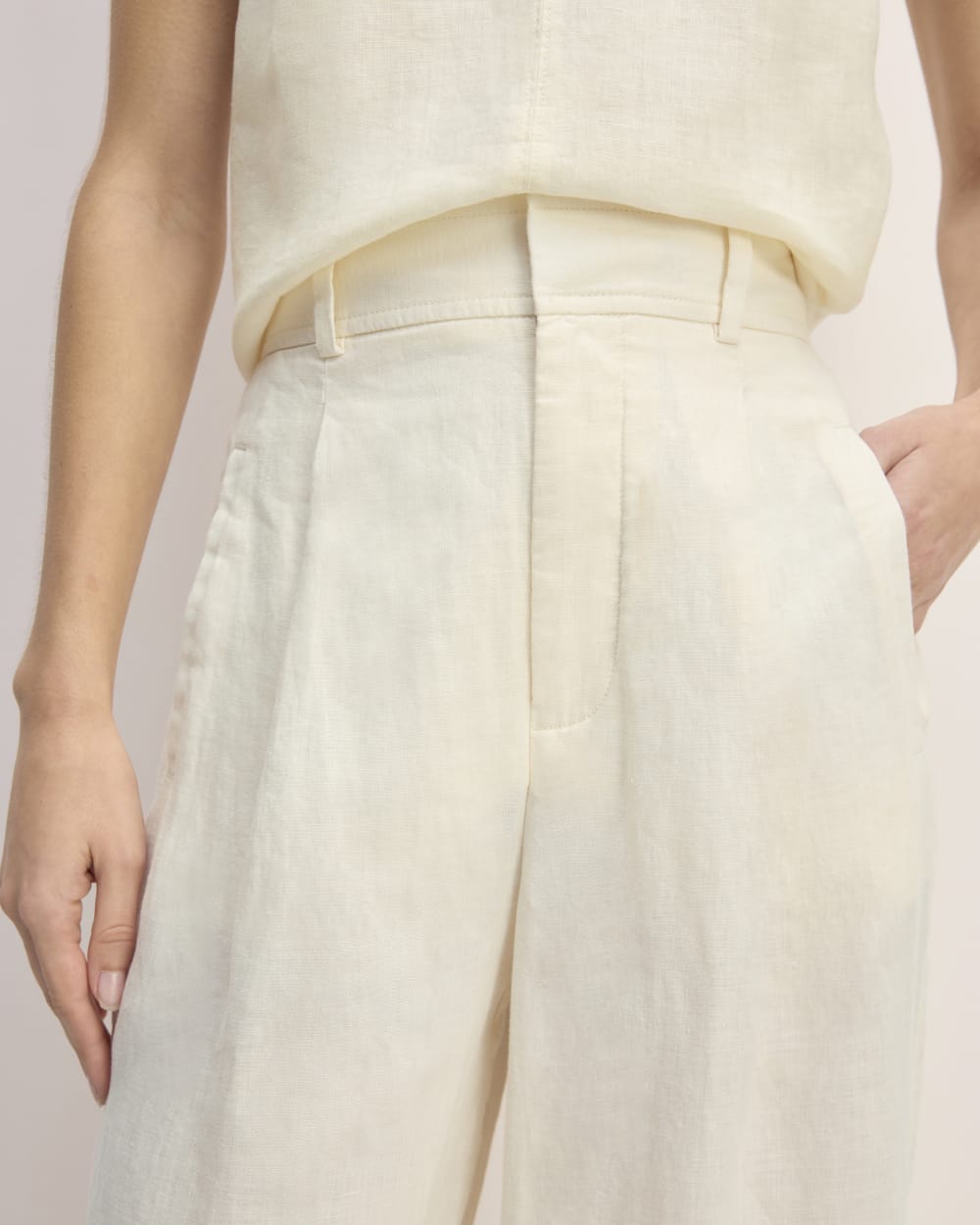 The Linen Way-High® Drape Pant in Bone — detail view