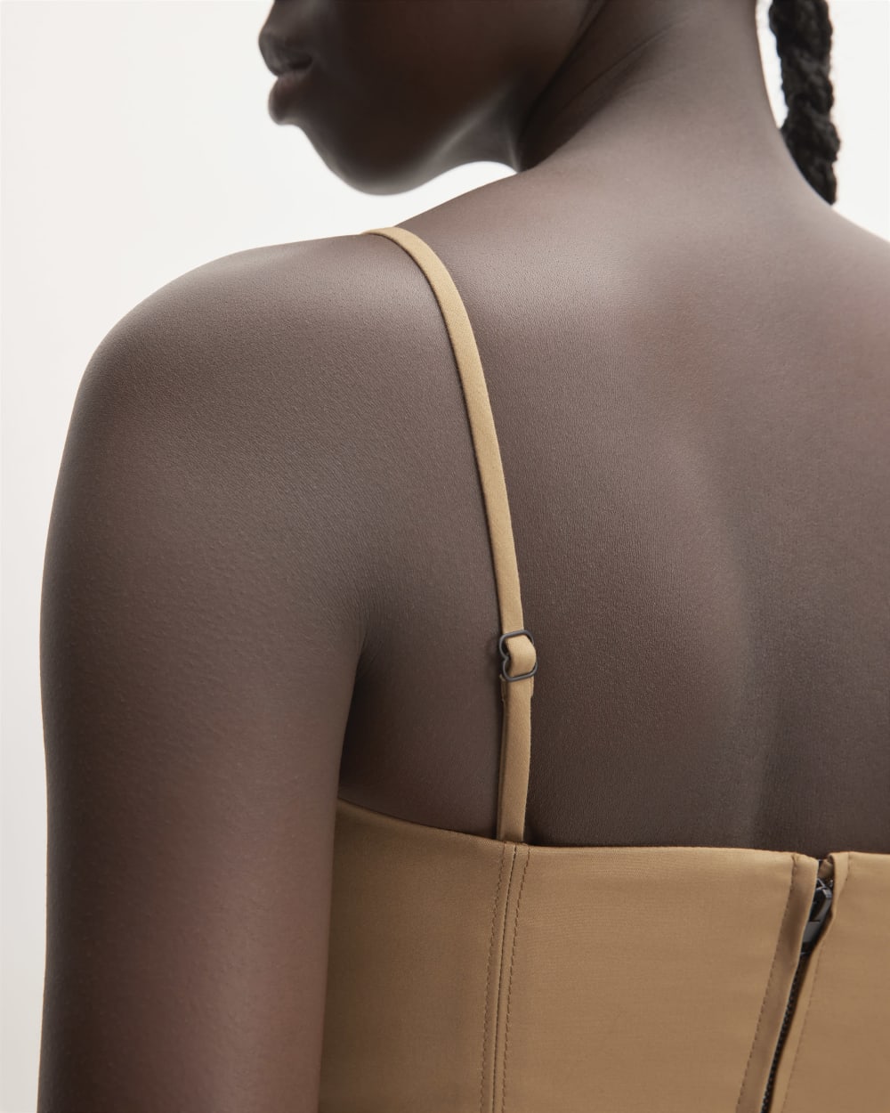 The Structured Cotton Bustier in Toasted Coconut — detail view
