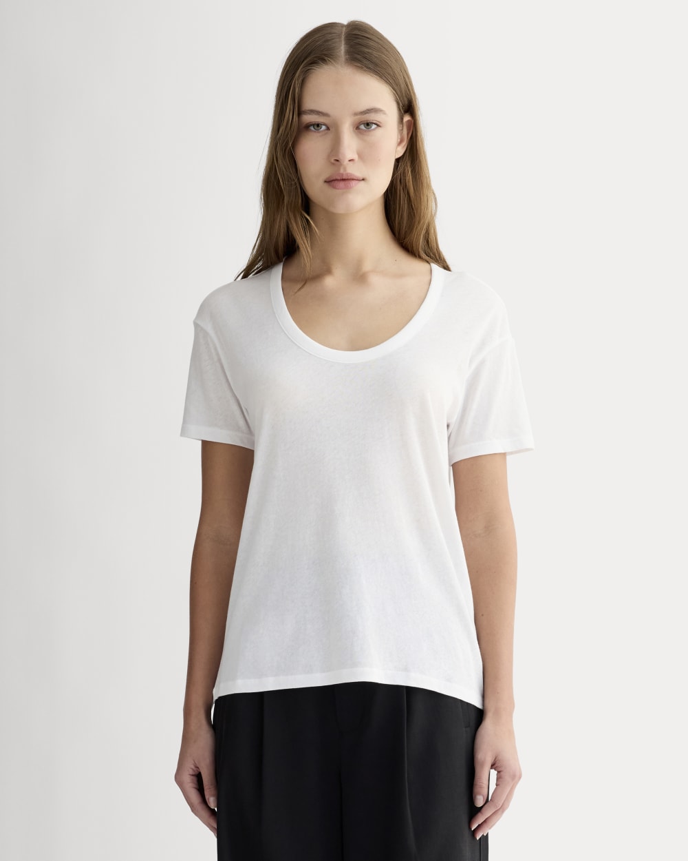 The Air Scoop-Neck Tee in White — front view