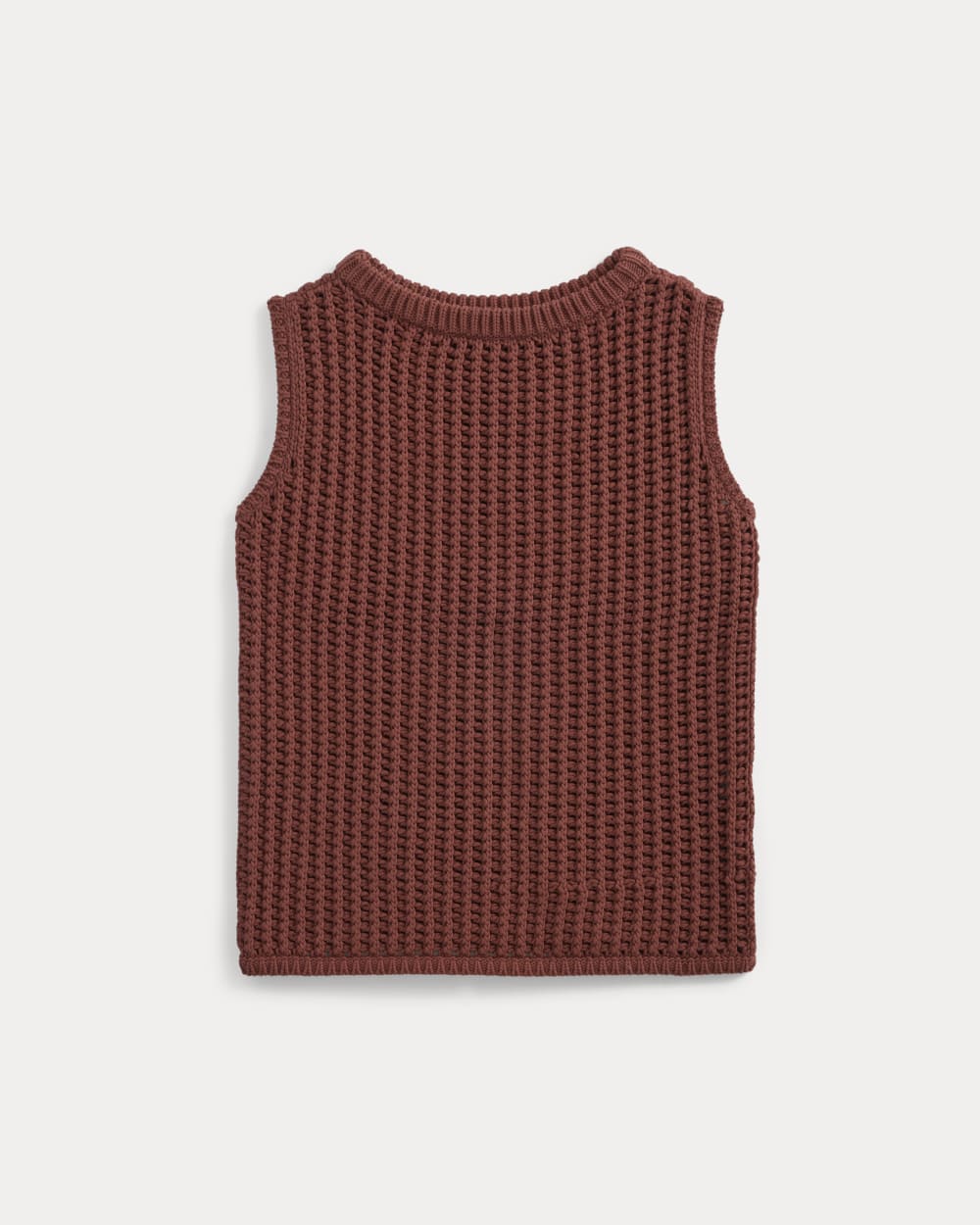 Open-Knit Tunic Vest in Elevated Cotton in Henna Red — alternate view