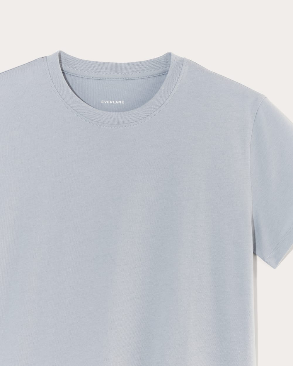The Box-Cut Tee in Essential Cotton in Blue Slate — detail view