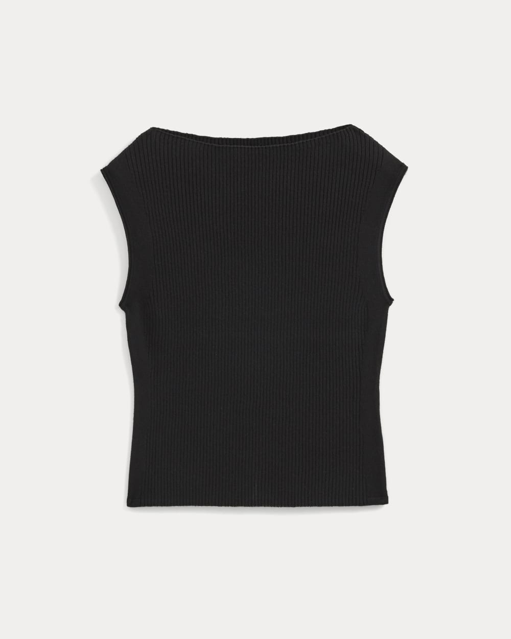 Boat-Neck Ribbed Knit in Black — alternate view