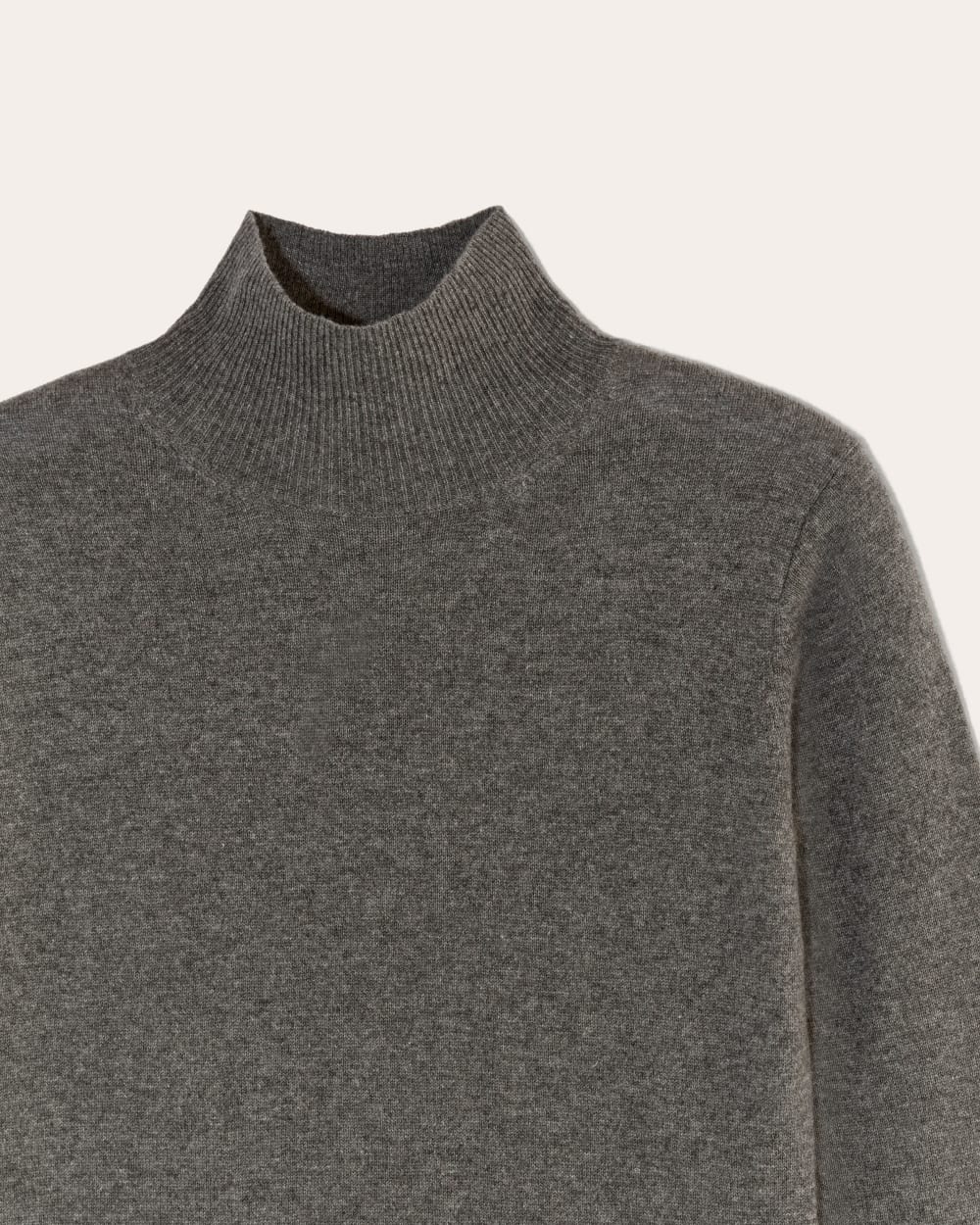 The Turtleneck Sweater Dress in Cashmere in Heather Charcoal — detail view