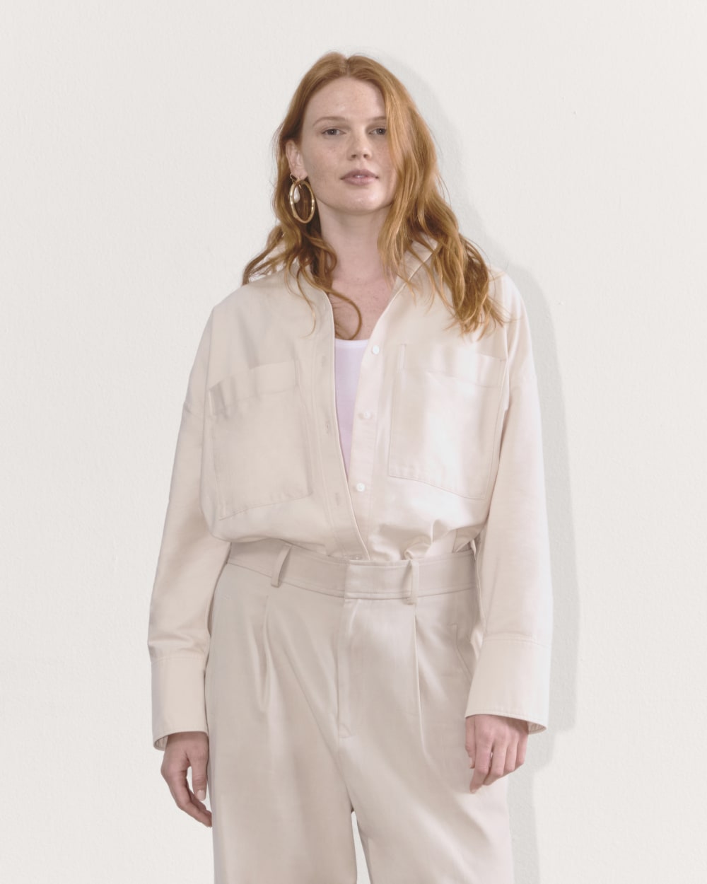 The Boxy Oxford in Whisper Pink — front view