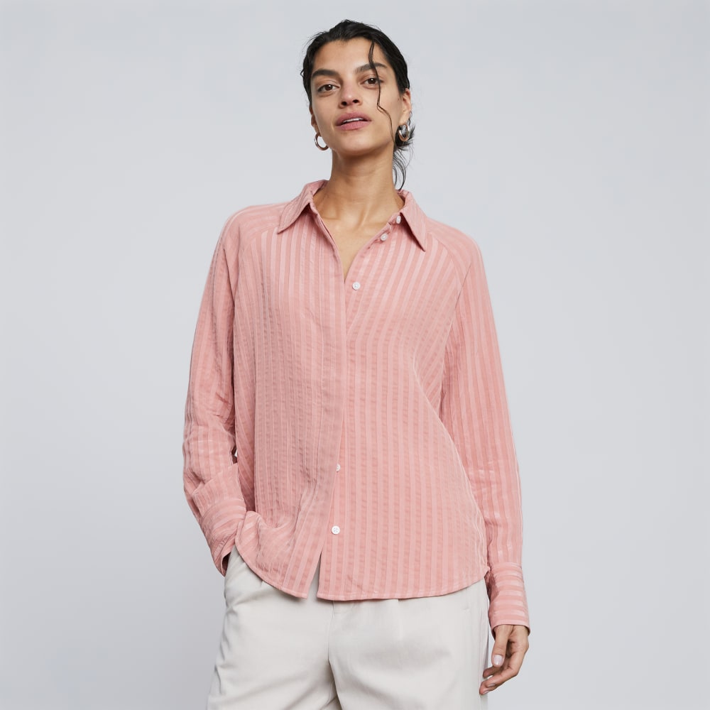 The City Stripe Shirt in Light Rose — front view