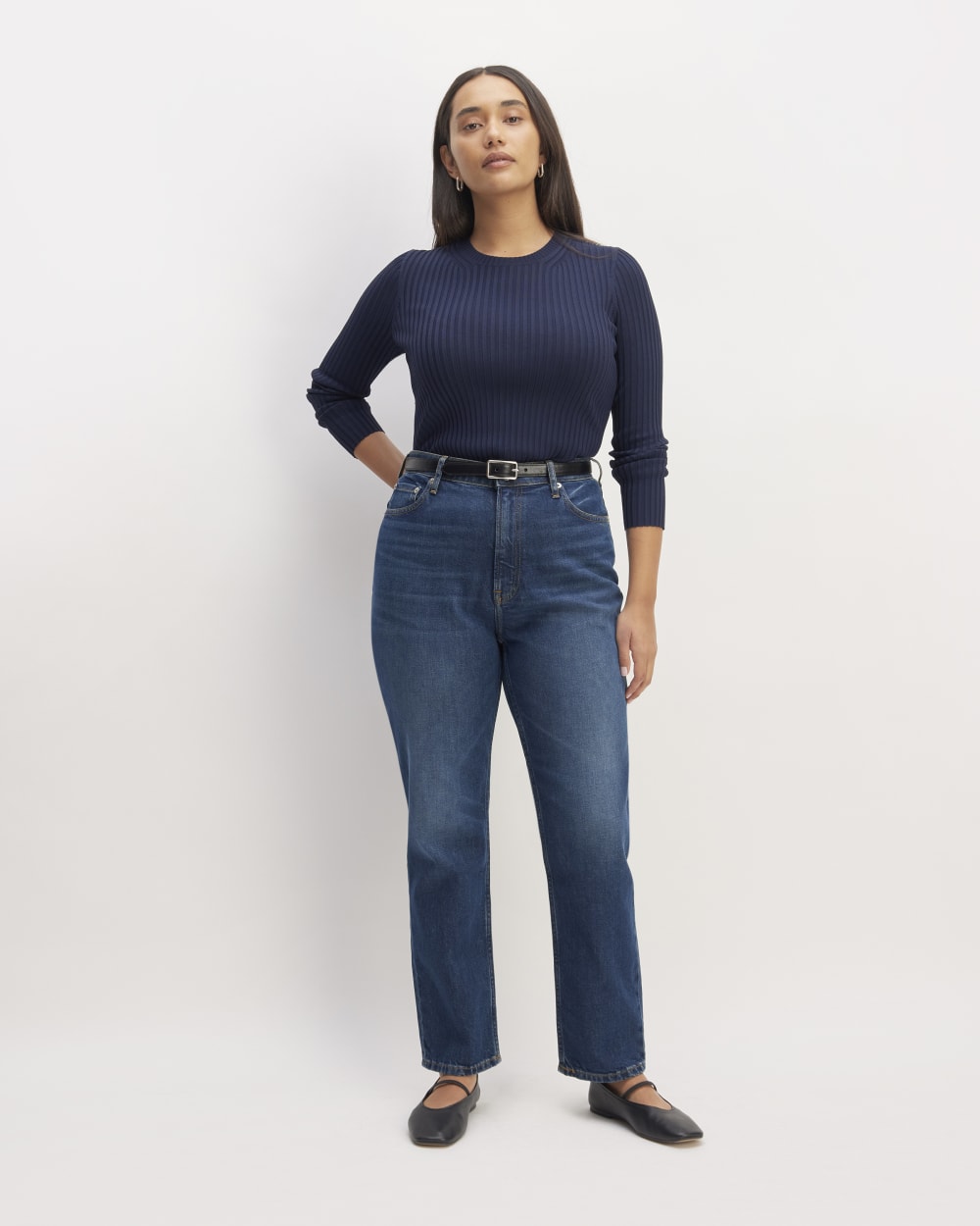 The Cheeky Hourglass Jean in Vintage Dark — front view