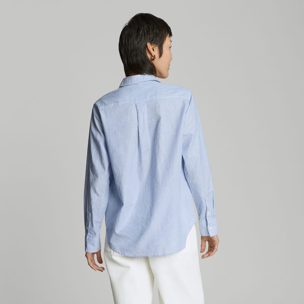 The Must-Have Shirt in Silky Cotton in Lapis Blue / White — detail view