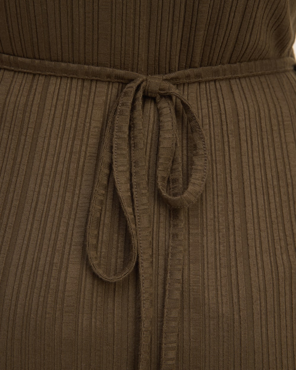 The Rib Wrap Top in Cocoa — detail view