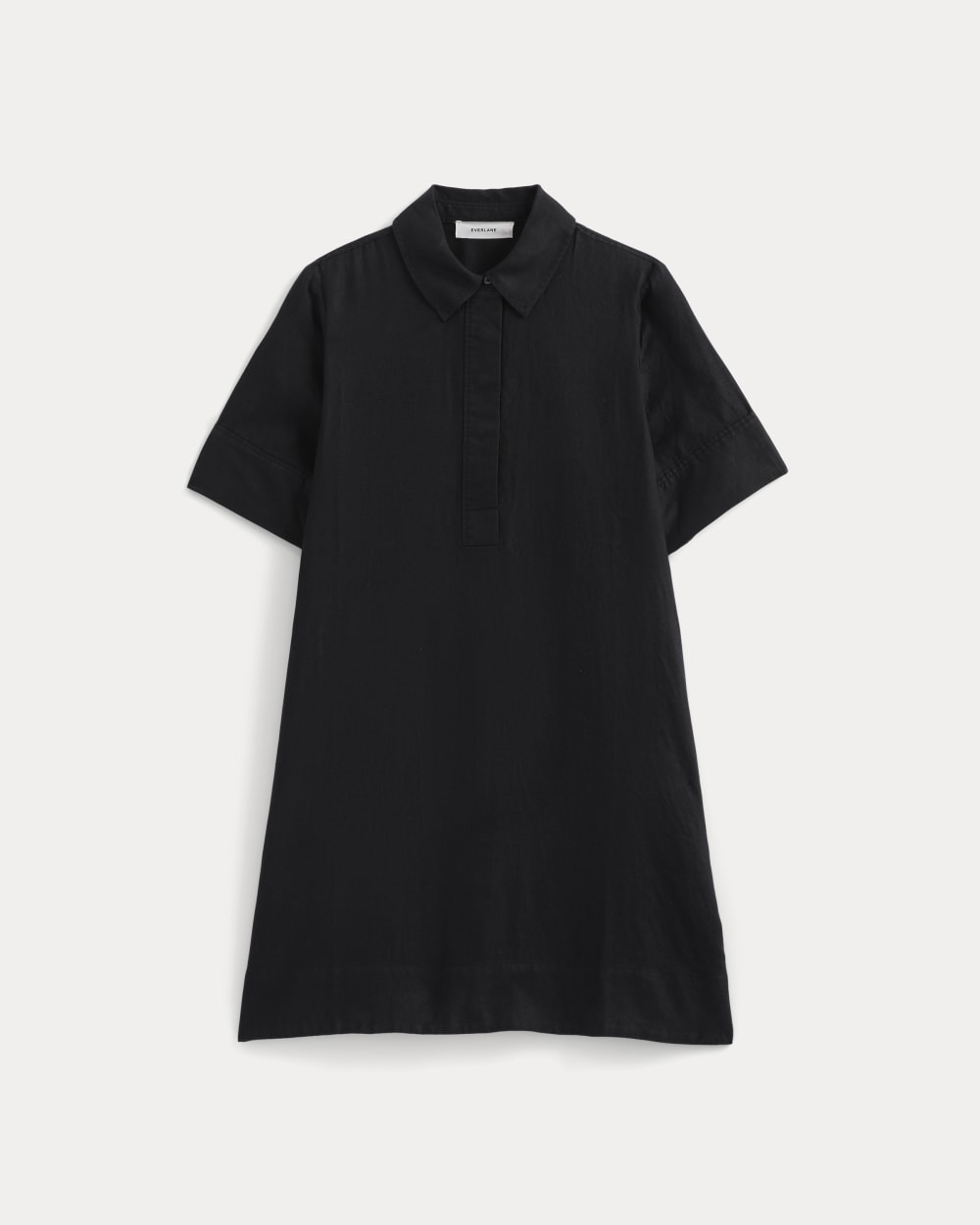 Mini Popover Shirtdress in Linen in Black — alternate view
