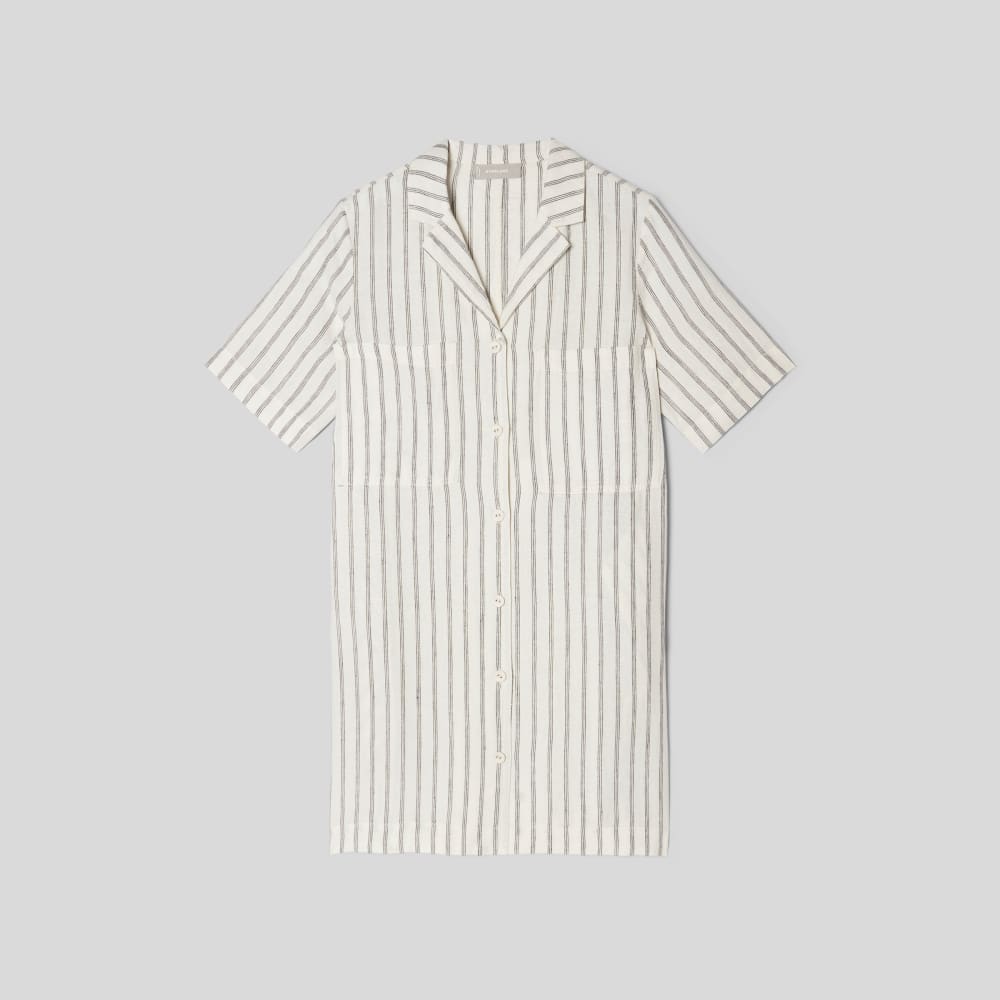 The Linen Workwear Dress in Black / Canvas Tan — alternate view