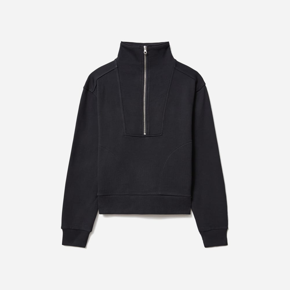 The Track Half-Zip in Black — front view