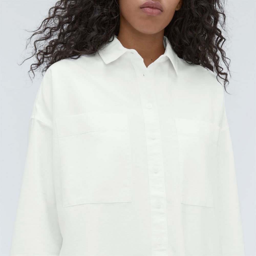 The Way Long Oxford Shirt in White — detail view