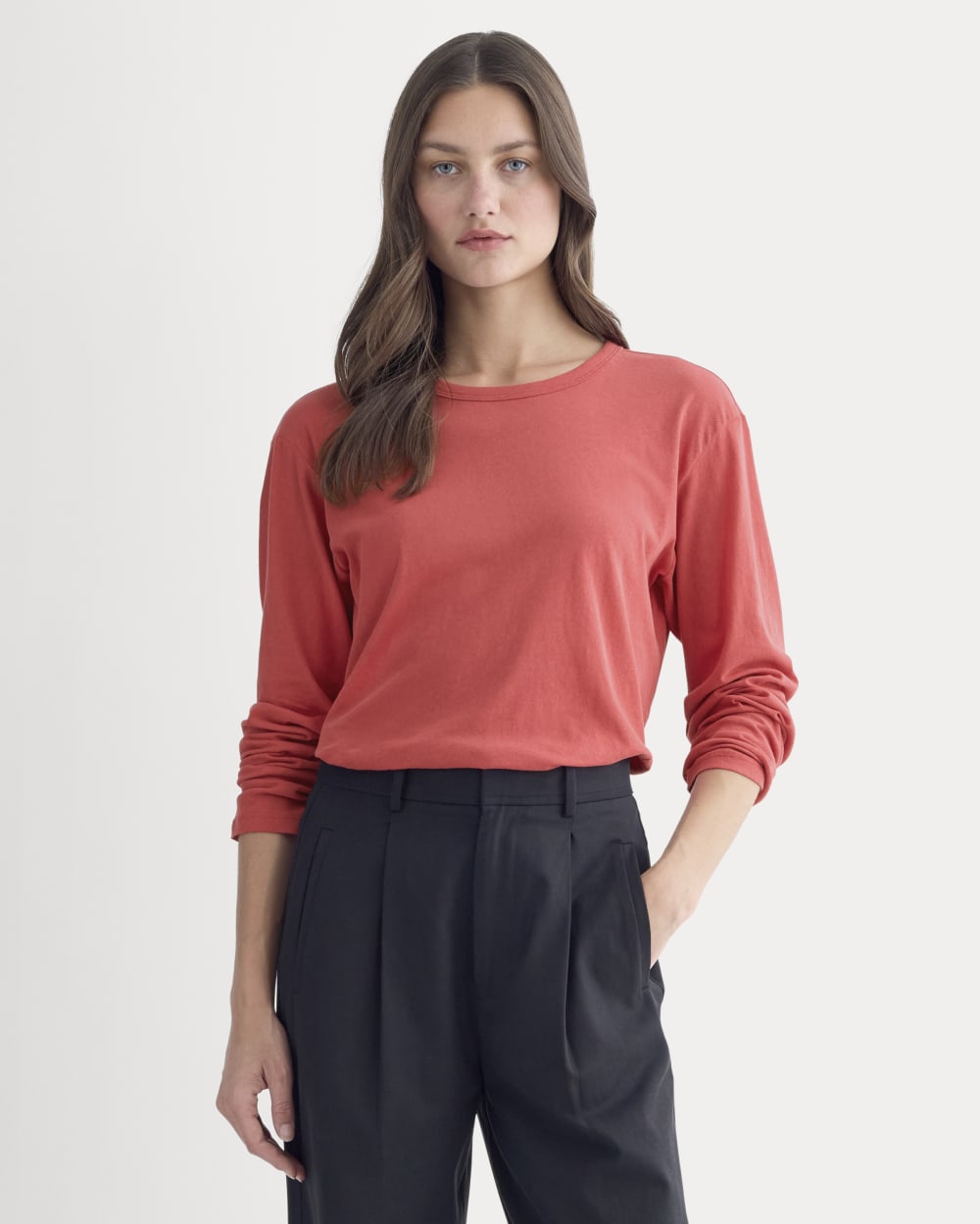 The Air Long-Sleeve Tee in Vintage Red — front view