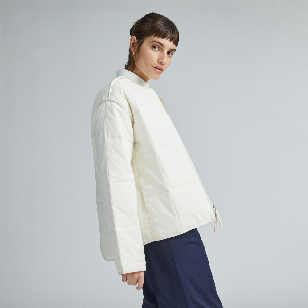 The Quilted Cotton Liner in Bone — detail view