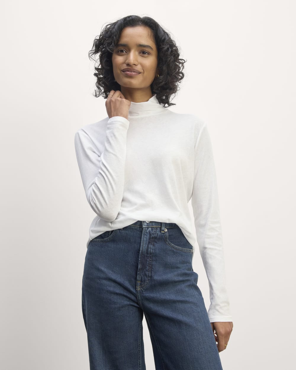 The Air Turtleneck in White — front view