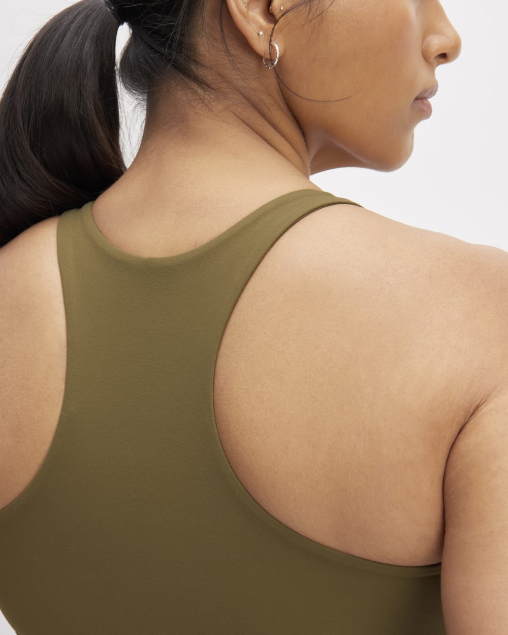 The Perform Longline Bra in Beech — detail view
