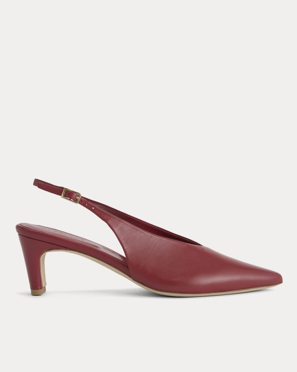 Pointed-Toe Slingback Heel in Rouge — front view