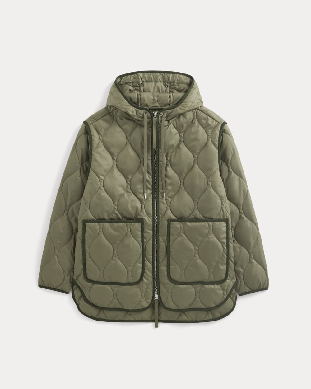 ReNew Quilted Hooded Liner in Lichen Green — alternate view