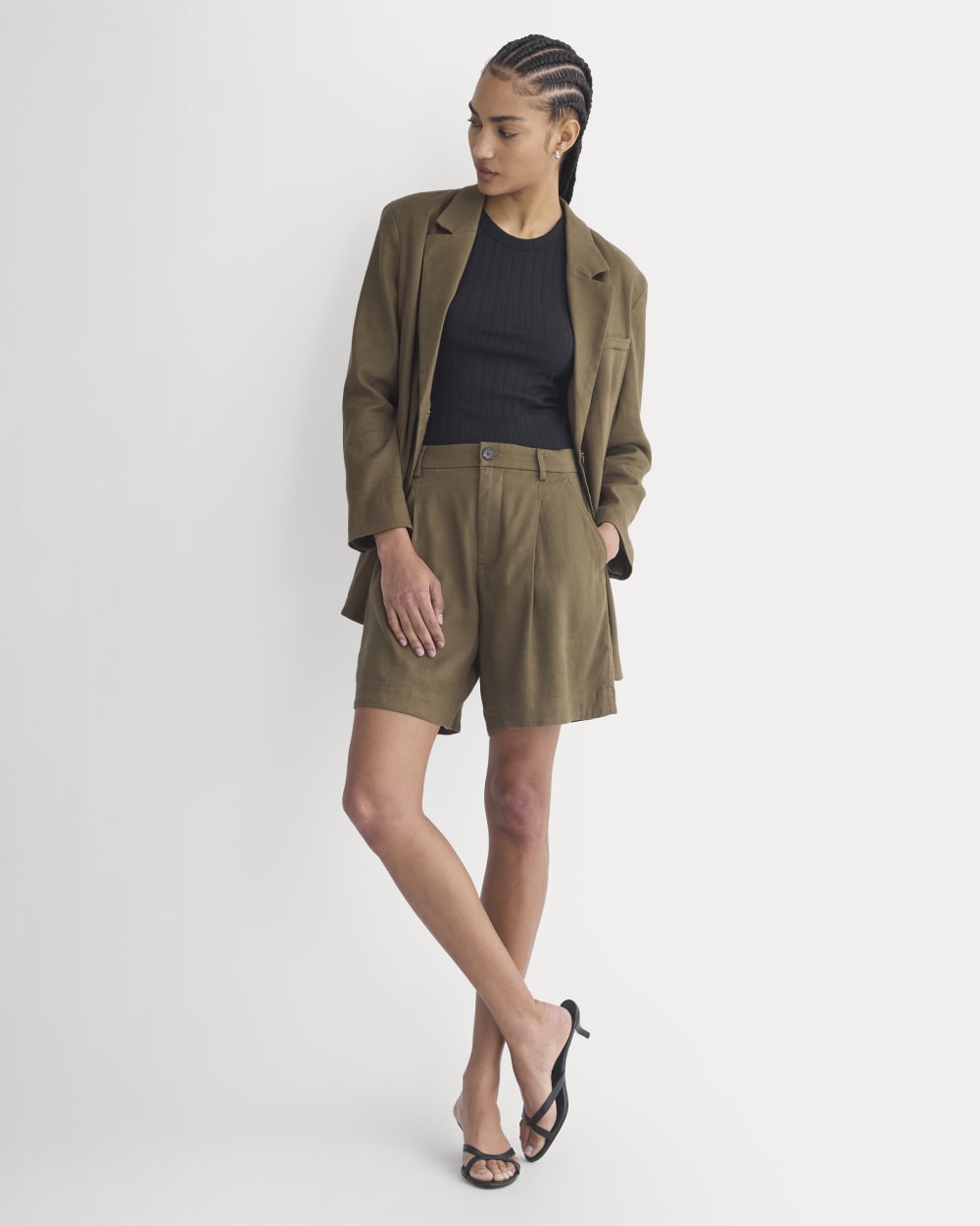 Tailored A-Line Short in Beech — detail view