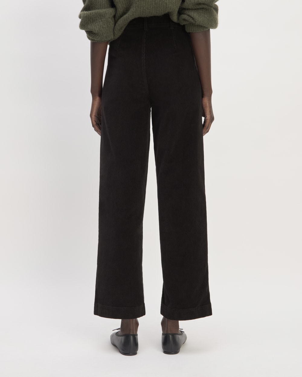 The Corduroy Wide-Leg Pant in Black — detail view