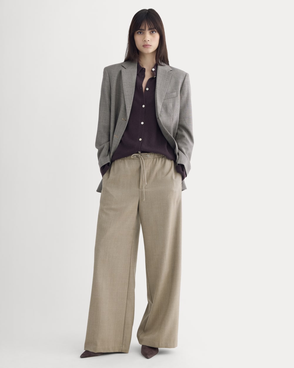 The Pull-On Trouser in Tailor Twill in Light Taupe — front view