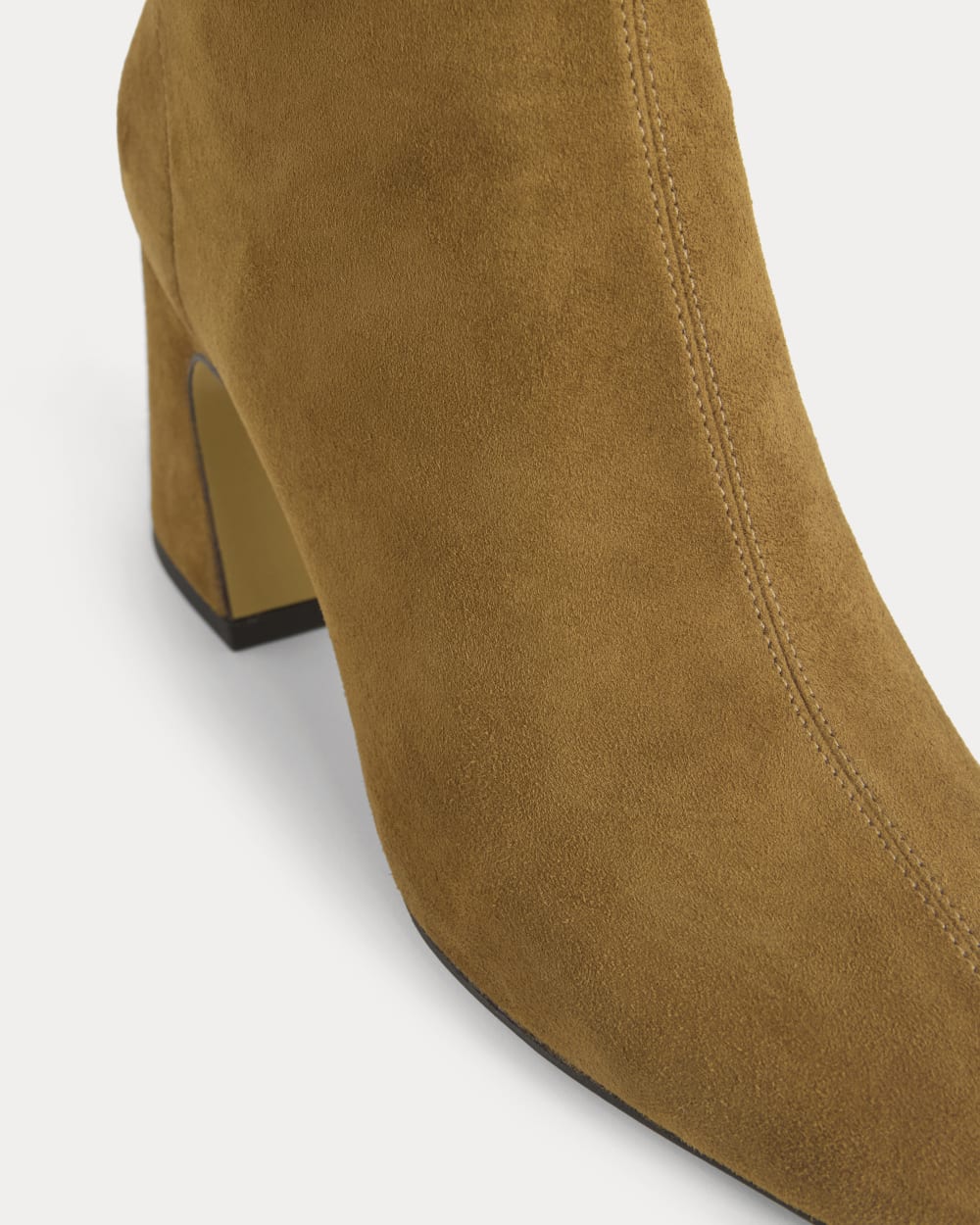 Leather Curved-Heel Boot in Russet — detail view