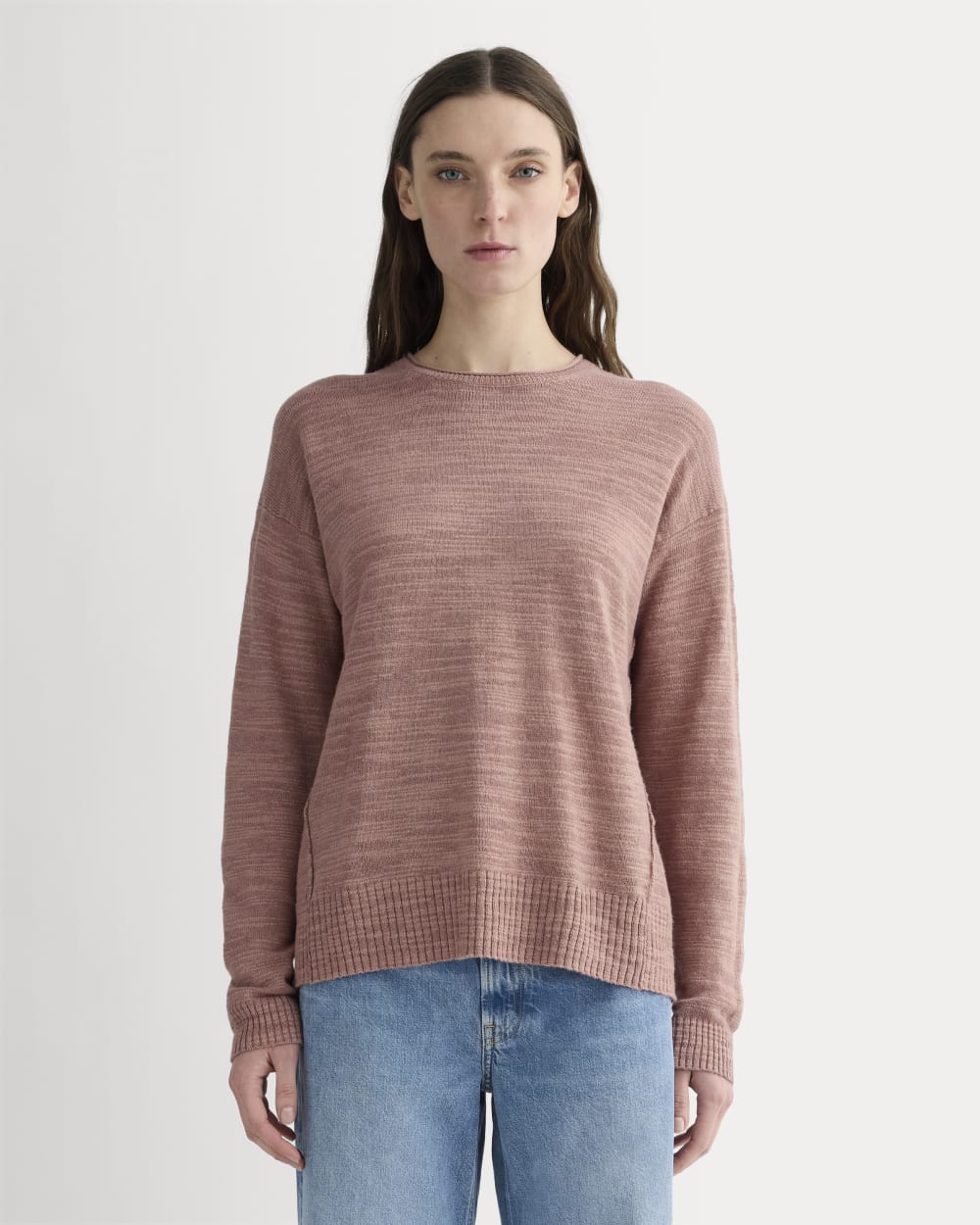The Slouch Sweater in Cotton Linen in Rose Dusk — front view