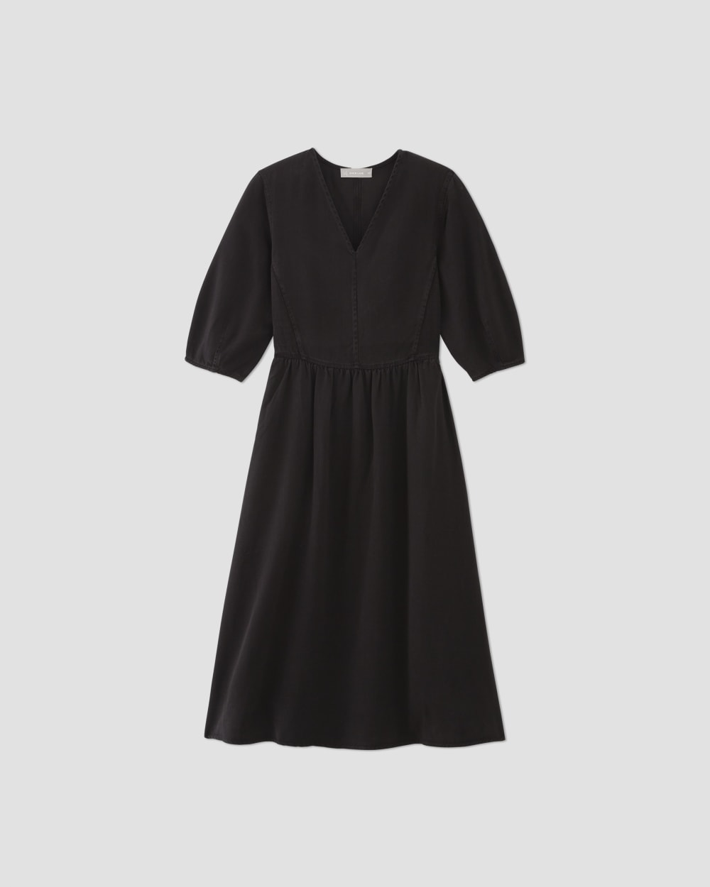 The TENCEL™ Puff-Sleeve Dress in Black — alternate view