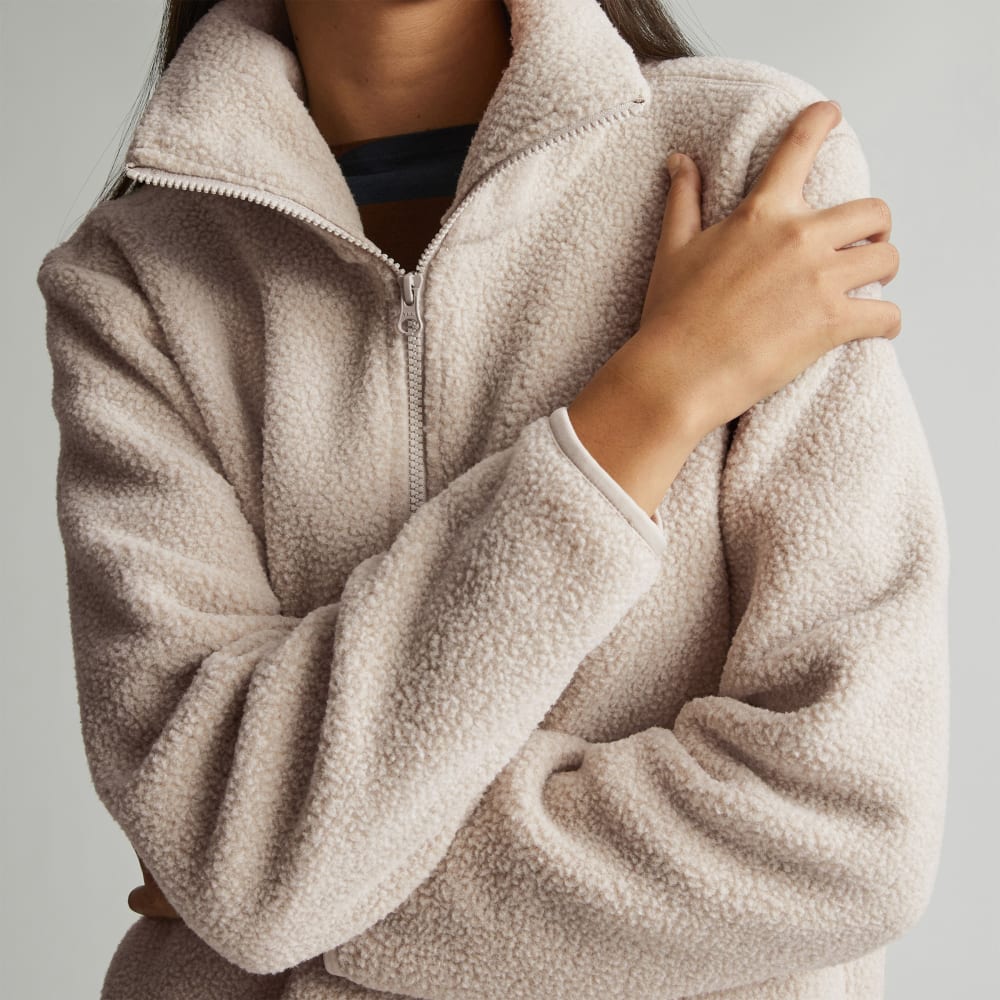 The ReNew Fleece Half-Zip in Oat — detail view