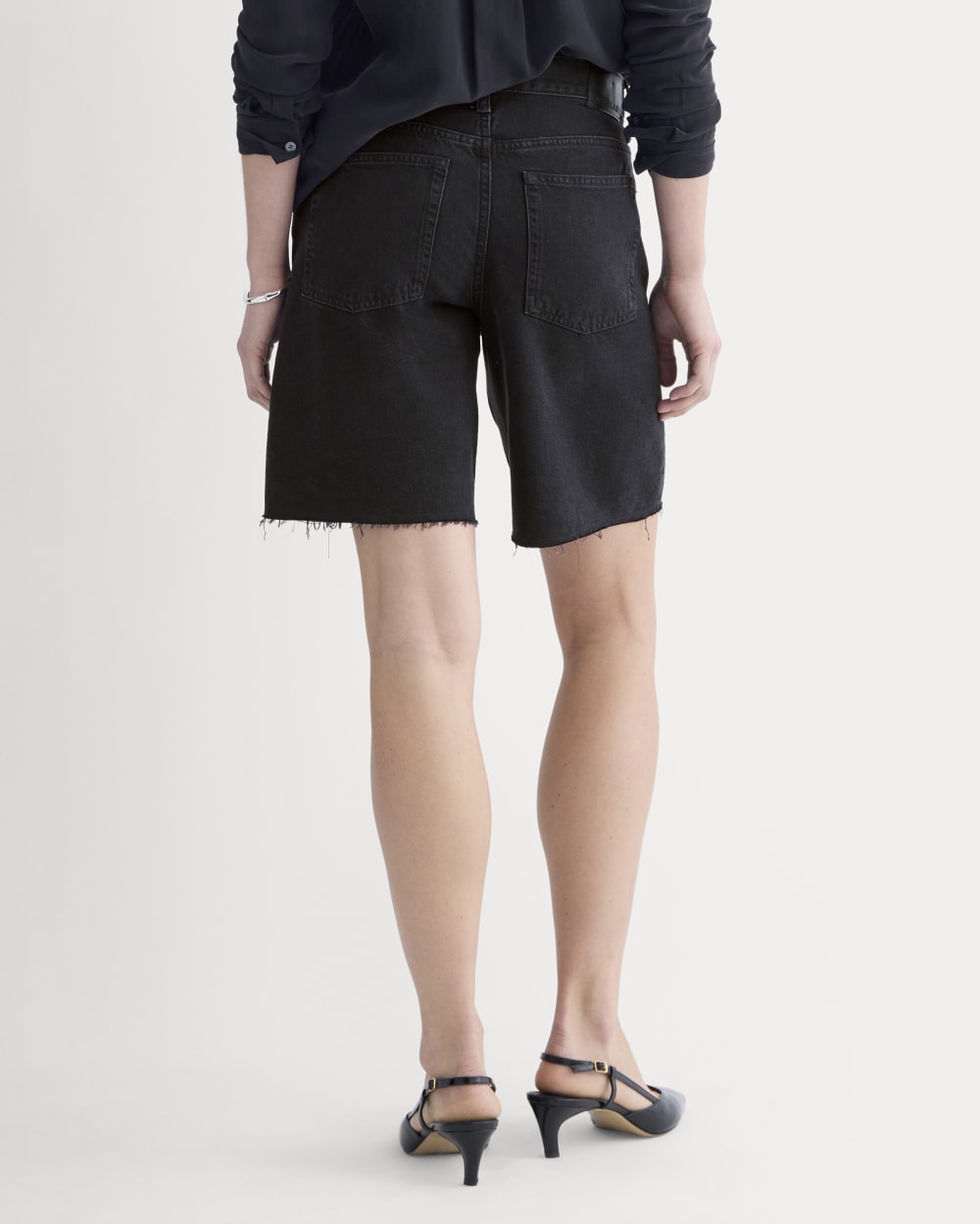 The OG Baggy Jean Short in Washed Black — detail view