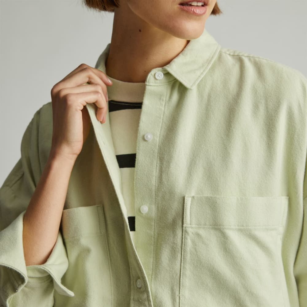 The Boxy Flannel in Seafoam Green — detail view