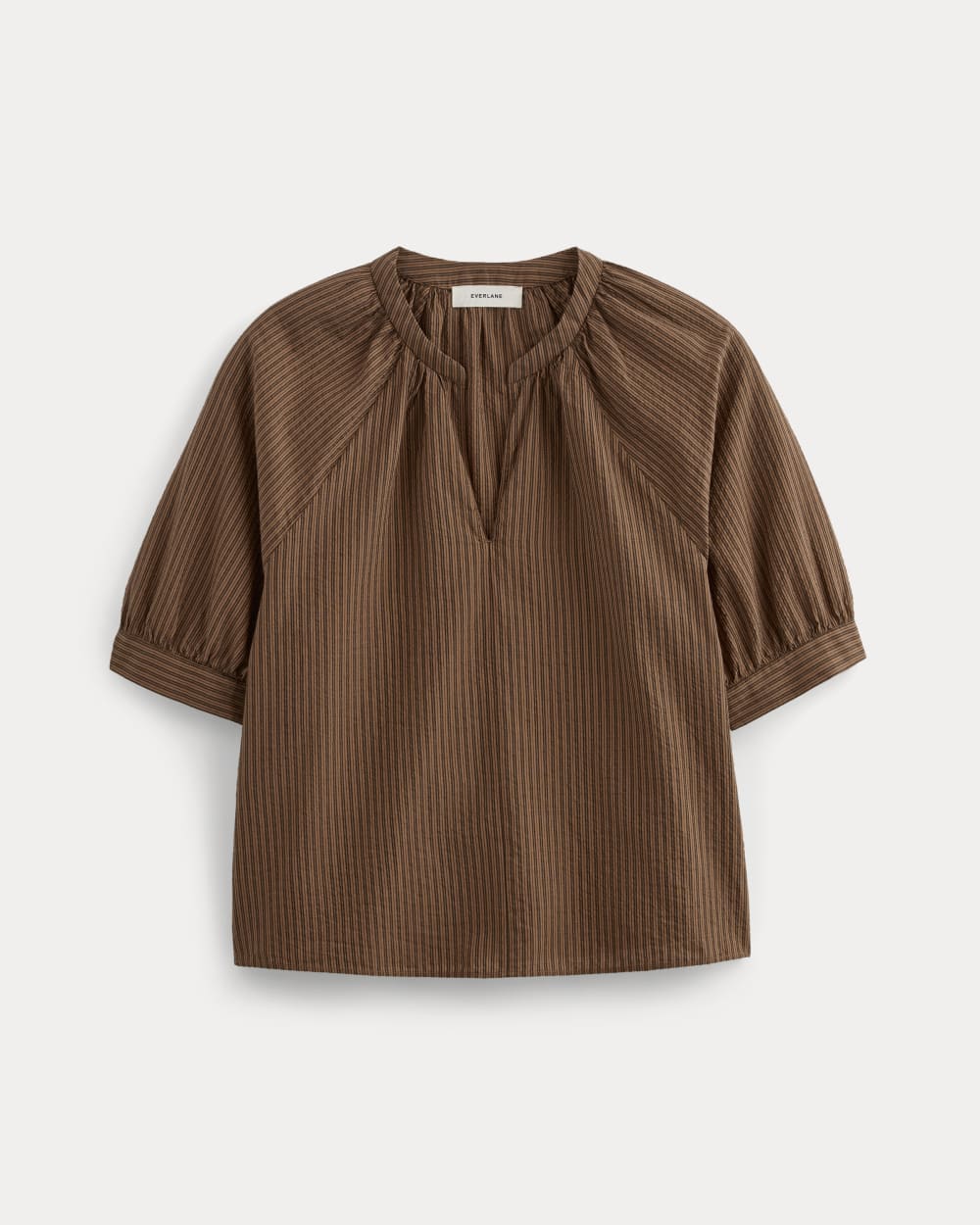 The Gauze Gathered Top in Carob Brown / Black — alternate view