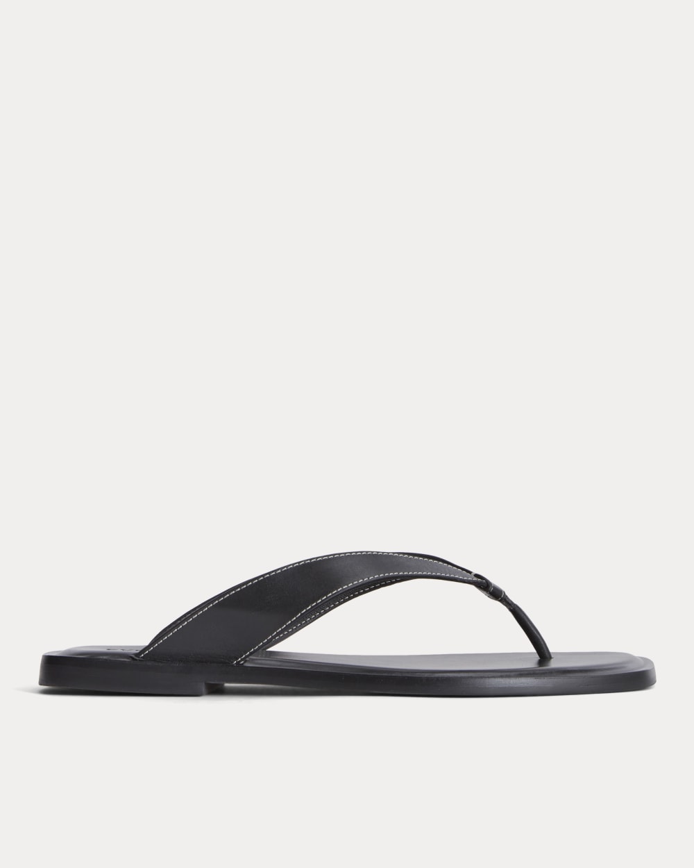 The Leather Flip Flop in Black — front view